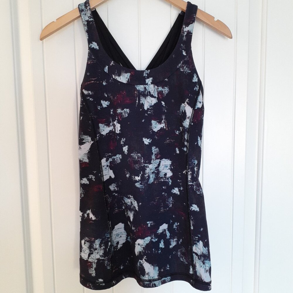 Lululemon Enhearten Tank Static Blossom Multi Black Purple Size 10